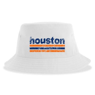 Houston Texas Three Stripe Vintage Weathered Sustainable Bucket Hat