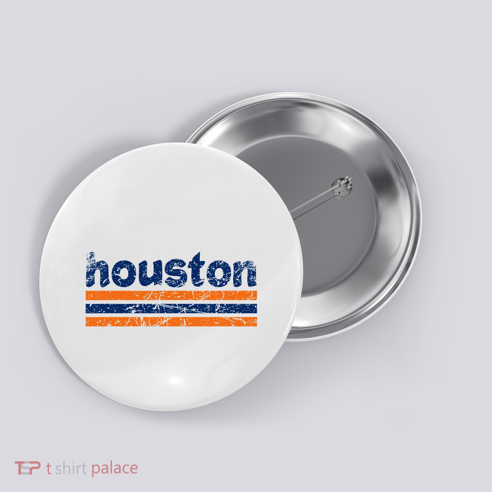 Houston Texas Three Stripe Vintage Weathered Button