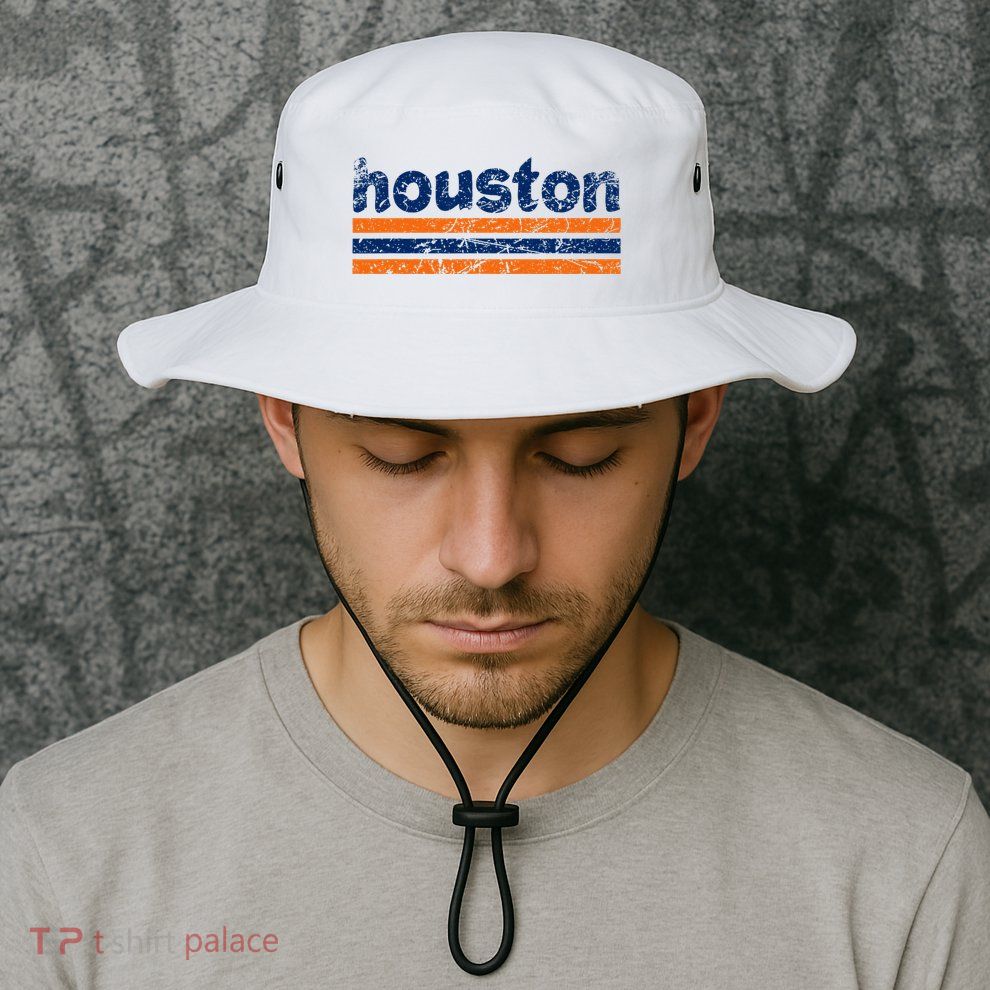 Houston Texas Three Stripe Vintage Weathered Bucket Hat