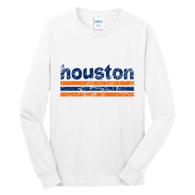 Houston Texas Three Stripe Vintage Weathered Tall Long Sleeve T-Shirt