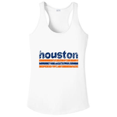 Houston Texas Three Stripe Vintage Weathered Ladies PosiCharge Competitor Racerback Tank