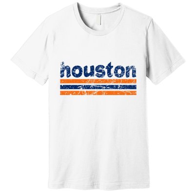 Houston Texas Three Stripe Vintage Weathered Premium T-Shirt