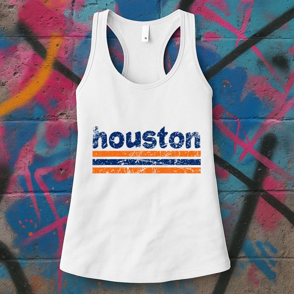 Houston Texas Three Stripe Vintage Weathered Womens Tank Top