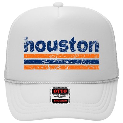 Houston Texas Three Stripe Vintage Weathered Trucker Hat