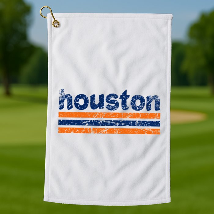 Houston Texas Three Stripe Vintage Weathered Golf Towel