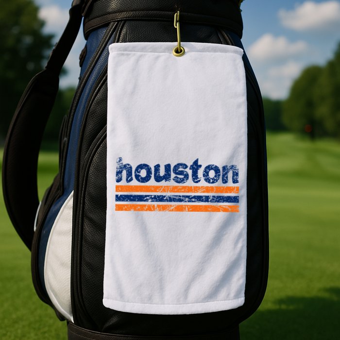 Houston Texas Three Stripe Vintage Weathered Golf Towel