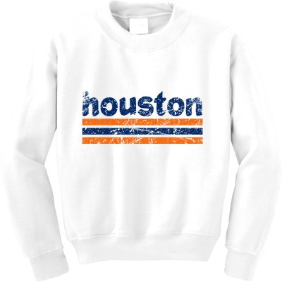 Houston Texas Three Stripe Vintage Weathered Kids Sweatshirt