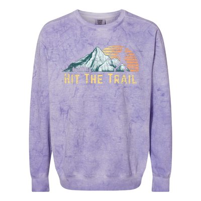 Hit The Trail Vintage Mountain Runner Retro Trail Running Colorblast Crewneck Sweatshirt