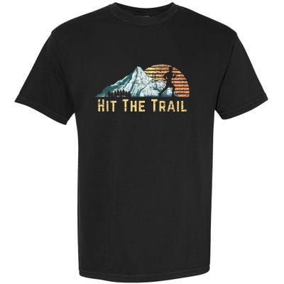 Hit The Trail Vintage Mountain Runner Retro Trail Running Garment-Dyed Heavyweight T-Shirt