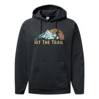 Hit The Trail Vintage Mountain Runner Retro Trail Running Performance Fleece Hoodie