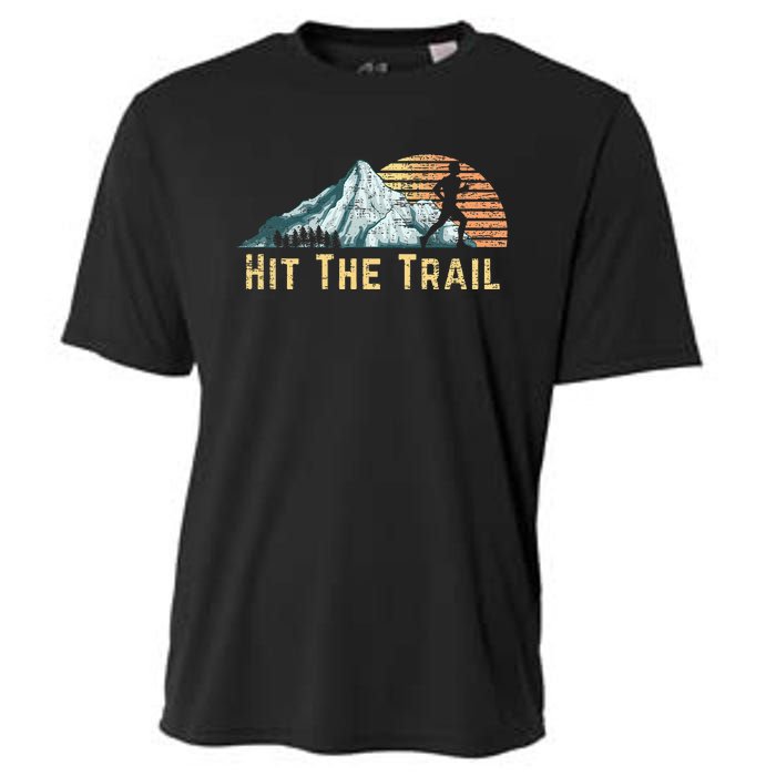 Hit The Trail Vintage Mountain Runner Retro Trail Running Cooling Performance Crew T-Shirt