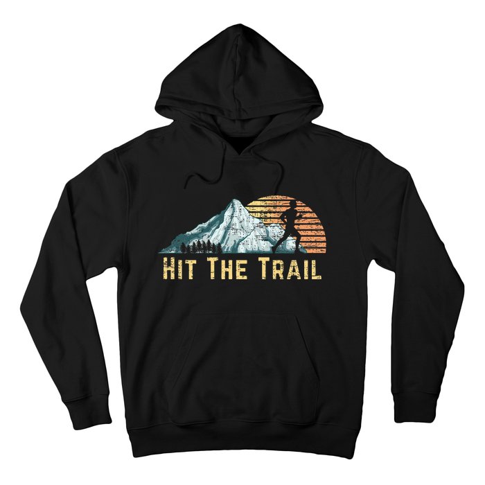 Hit The Trail Vintage Mountain Runner Retro Trail Running Hoodie