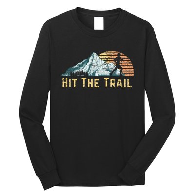 Hit The Trail Vintage Mountain Runner Retro Trail Running Long Sleeve Shirt