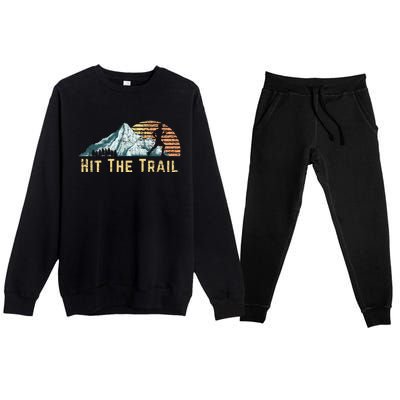 Hit The Trail Vintage Mountain Runner Retro Trail Running Premium Crewneck Sweatsuit Set