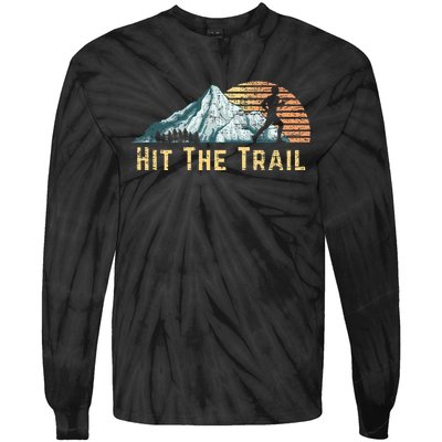 Hit The Trail Vintage Mountain Runner Retro Trail Running Tie-Dye Long Sleeve Shirt