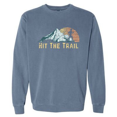 Hit The Trail Vintage Mountain Runner Retro Trail Running Garment-Dyed Sweatshirt