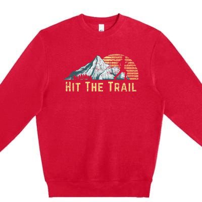 Hit The Trail Vintage Mountain Runner Retro Trail Running Premium Crewneck Sweatshirt