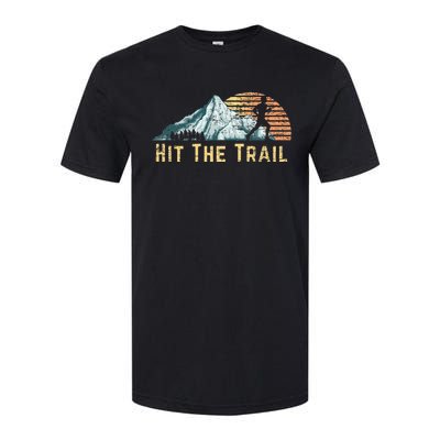 Hit The Trail Vintage Mountain Runner Retro Trail Running Softstyle CVC T-Shirt