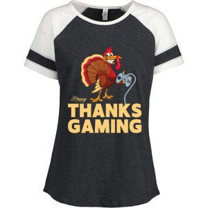 Happy Thanksgaming Thanksgiving Turkey Video Game Great Gift Enza Ladies Jersey Colorblock Tee