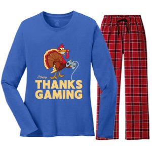 Happy Thanksgaming Thanksgiving Turkey Video Game Great Gift Women's Long Sleeve Flannel Pajama Set 