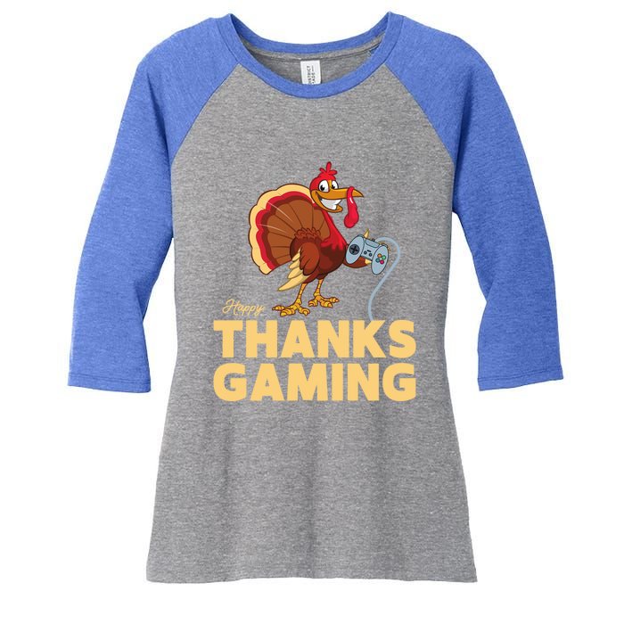 Happy Thanksgaming Thanksgiving Turkey Video Game Great Gift Women's Tri-Blend 3/4-Sleeve Raglan Shirt