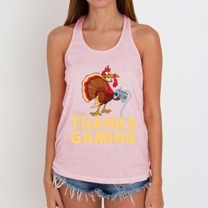 Happy Thanksgaming Thanksgiving Turkey Video Game Great Gift Women's Knotted Racerback Tank