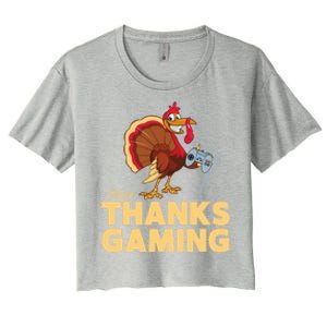 Happy Thanksgaming Thanksgiving Turkey Video Game Great Gift Women's Crop Top Tee