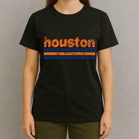 Houston Texas Three Stripe Vintage Weathered T-Shirt