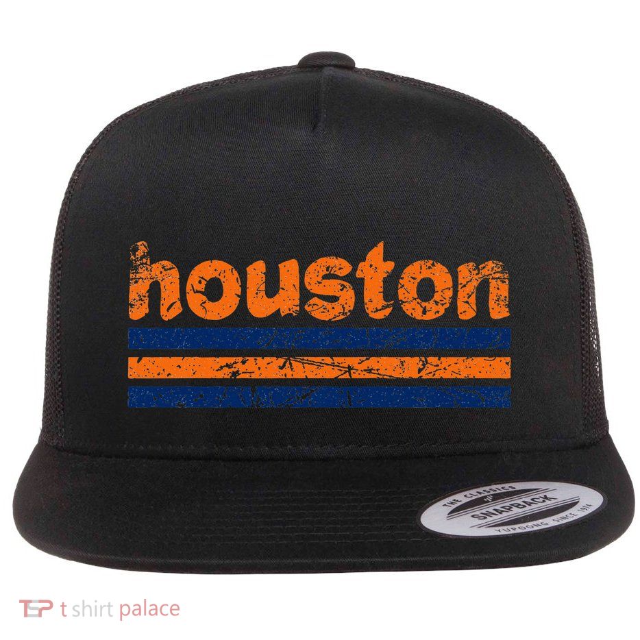 Houston Texas Three Stripe Vintage Weathered Flatbill Hat