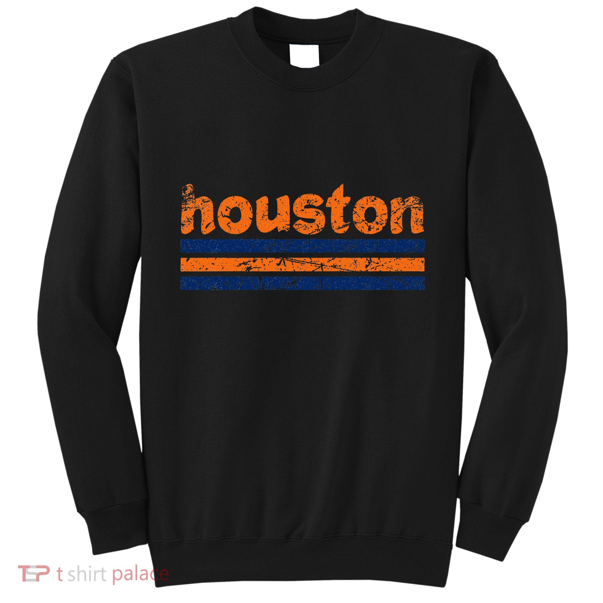 Houston Texas Three Stripe Vintage Weathered Tall Sweatshirt