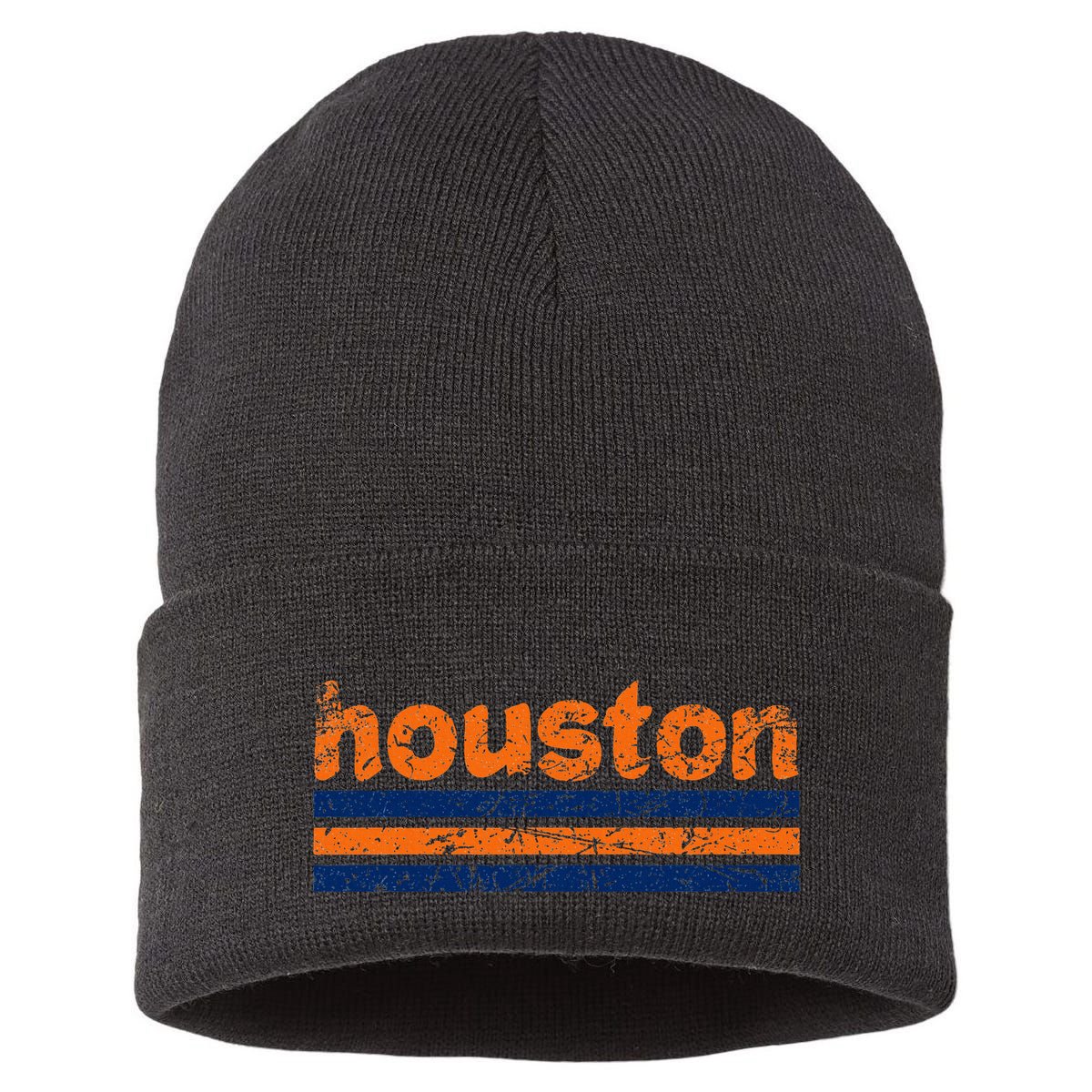 Houston Texas Three Stripe Vintage Weathered Sustainable Knit Beanie
