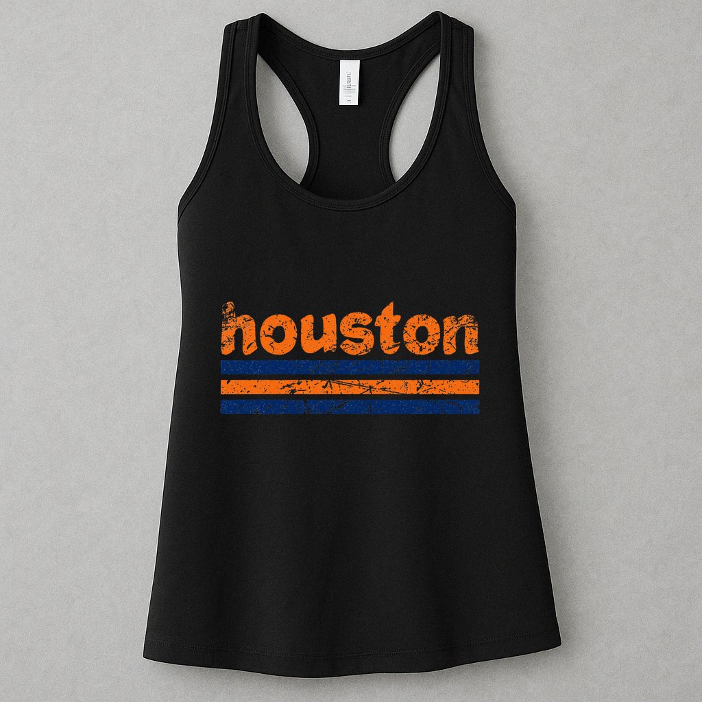 Houston Texas Three Stripe Vintage Weathered Womens Tank Top