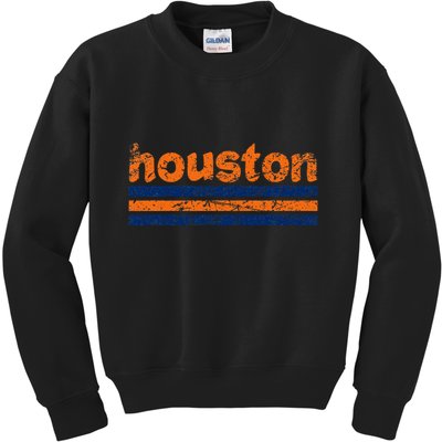 Houston Texas Three Stripe Vintage Weathered Kids Sweatshirt