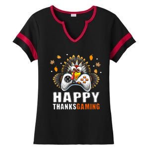 Happy Thanksgaming Thanksgiving Video Gamer Gaming Decor Funny Gift Ladies Halftime Notch Neck Tee