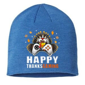 Happy Thanksgaming Thanksgiving Video Gamer Gaming Decor Funny Gift Sustainable Beanie