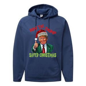 How The Trump Saved Christmas Funny Trump Christmas Performance Fleece Hoodie