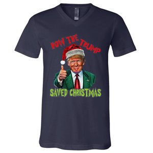 How The Trump Saved Christmas Funny Trump Christmas V-Neck T-Shirt