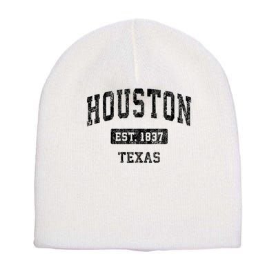 Houston Texas TX Vintage Sports Black Short Acrylic Beanie