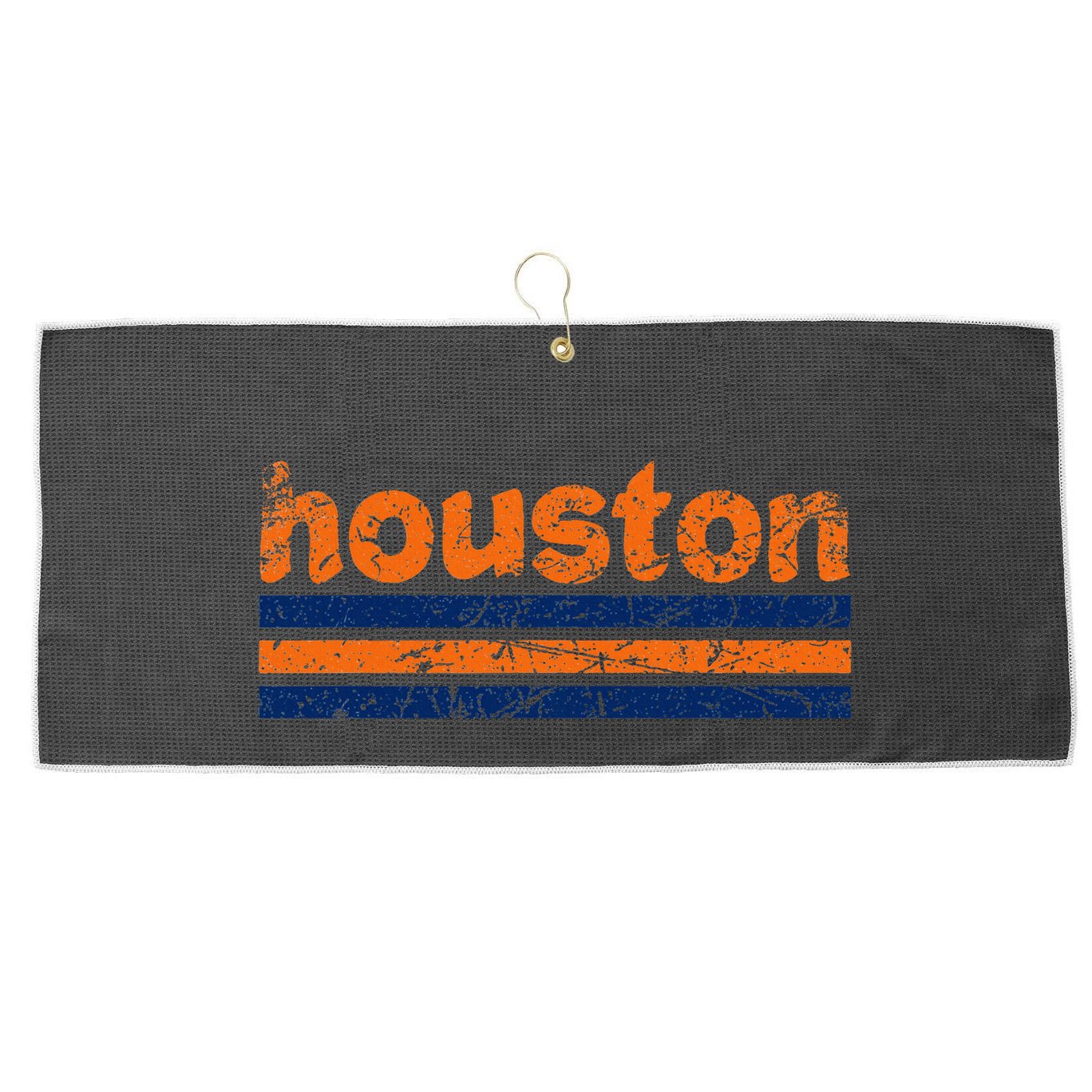 Houston Texas Three Stripe Vintage Weathered Large Microfiber Waffle Golf Towel