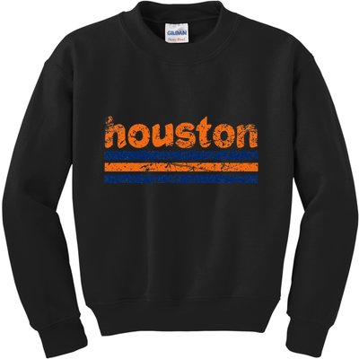 Houston Texas Three Stripe Vintage Weathered Kids Sweatshirt