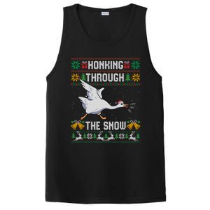 Honking Through The Snow Funny Goose Ugly Christmas Sweater Gift PosiCharge Competitor Tank