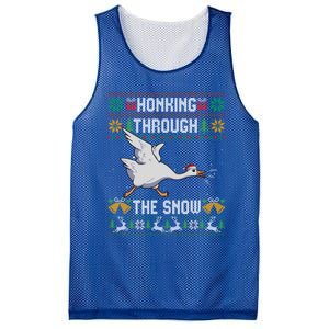 Honking Through The Snow Funny Goose Ugly Christmas Sweater Gift Mesh Reversible Basketball Jersey Tank