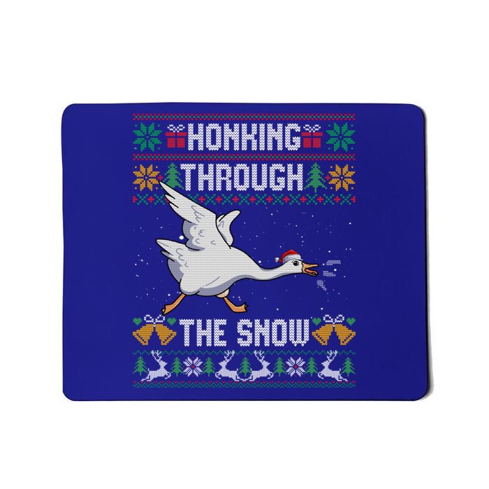 Honking Through The Snow Funny Goose Ugly Christmas Sweater Gift Mousepad