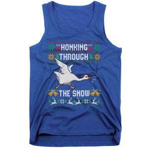 Honking Through The Snow Funny Goose Ugly Christmas Sweater Gift Tank Top