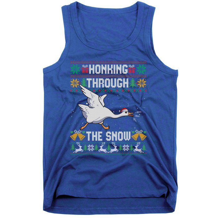 Honking Through The Snow Funny Goose Ugly Christmas Sweater Gift Tank Top