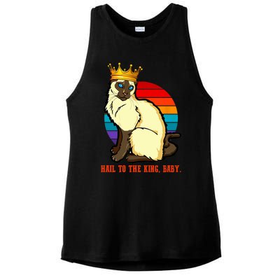 Hail To The King Baby Siamese Cat Wearing Crown Ladies PosiCharge Tri-Blend Wicking Tank