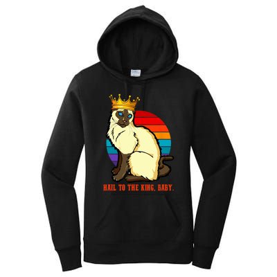 Hail To The King Baby Siamese Cat Wearing Crown Women's Pullover Hoodie