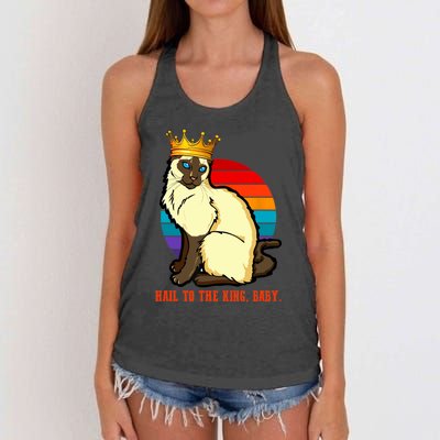 Hail To The King Baby Siamese Cat Wearing Crown Women's Knotted Racerback Tank