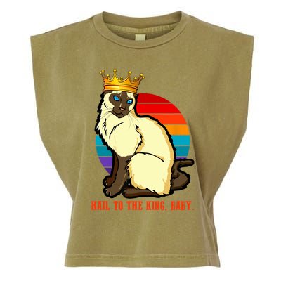 Hail To The King Baby Siamese Cat Wearing Crown Garment-Dyed Women's Muscle Tee