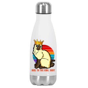 Hail To The King Baby Siamese Cat Wearing Crown Stainless Steel Insulated Water Bottle